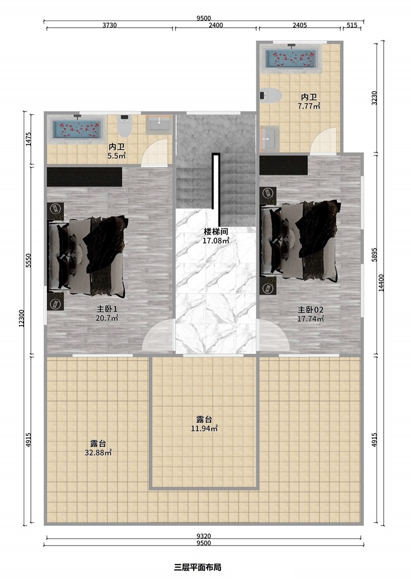 三層中式輕鋼別墅戶型+配置表【睿婕版權(quán)】(圖4) 睿婕輕鋼別墅