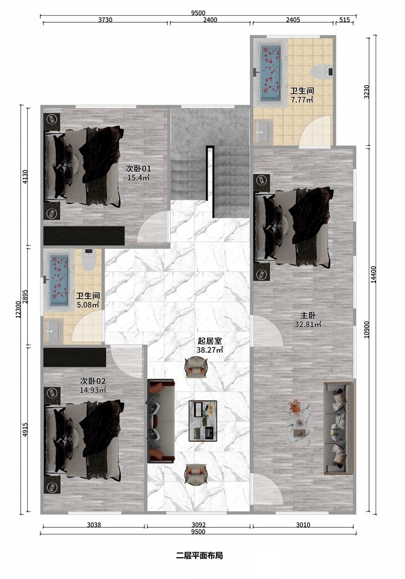 三層中式輕鋼別墅戶型+配置表【睿婕版權(quán)】(圖3) 睿婕輕鋼別墅